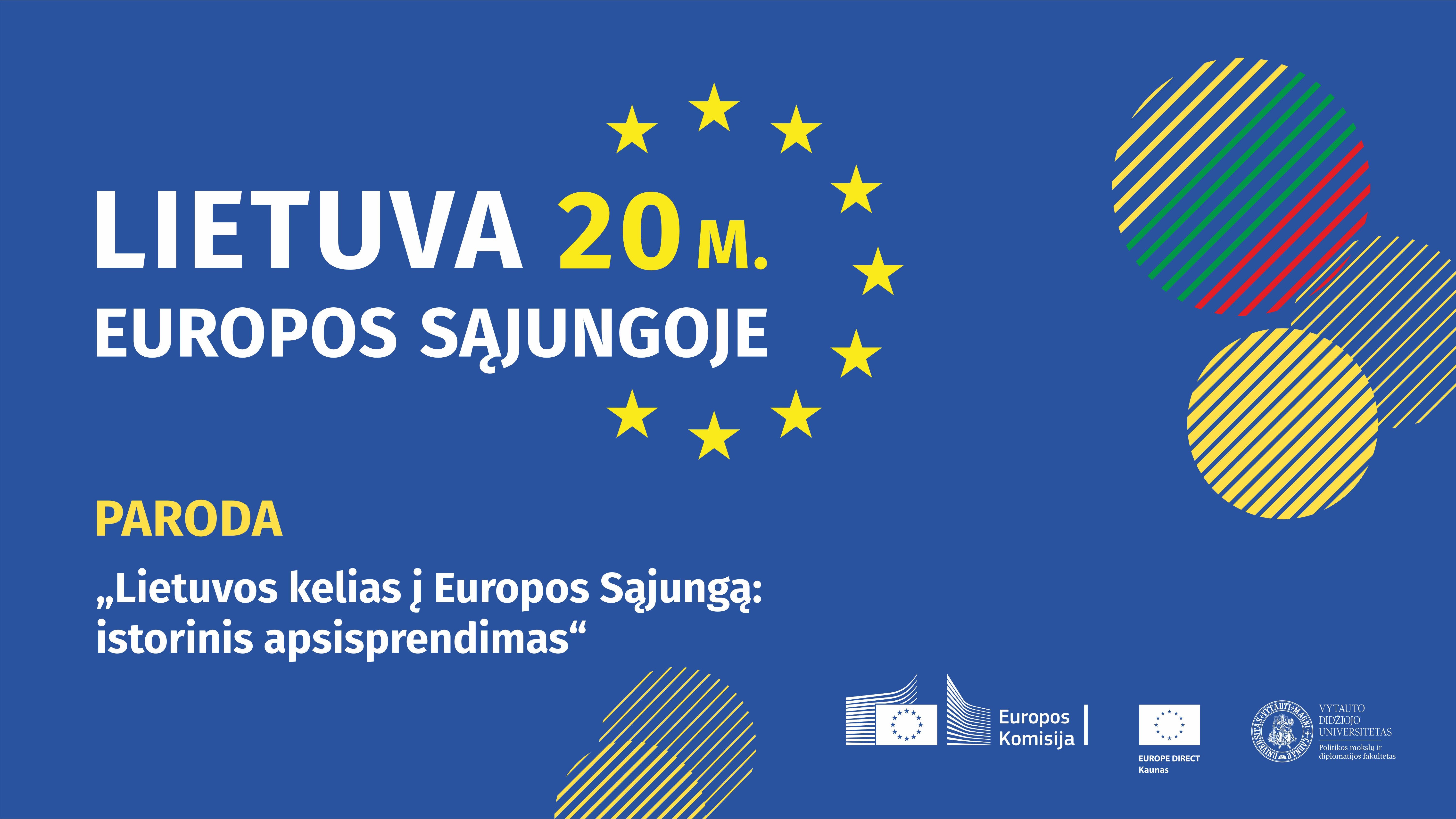 Anonsinis plakatas, kuriame parašyta „Lietuva 20 m. Europos Sąjungoje“