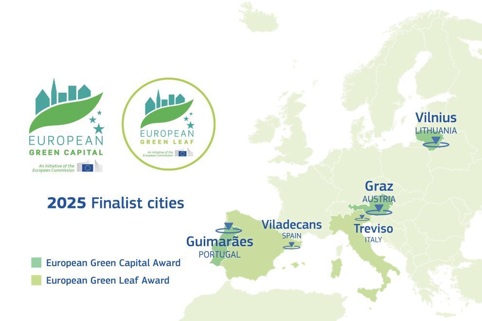 Map of the 2025 finalist cities